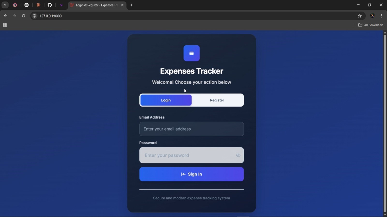ExpensesTracker Web - Login Page